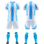 401 White Blue Blank Soccer Jersey