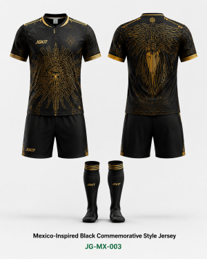 Mexico-inspired black commemorative style soccer jersey by JGKIT