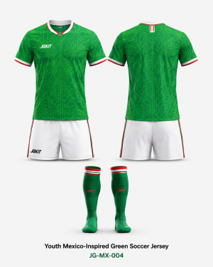 Youth Mexico-inspired green soccer jersey by JGKIT