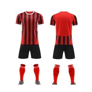 2566 Red black Blank Soccer Jersey