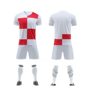 419 White Red Blank Soccer Jersey