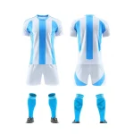 401 White Blue Blank Soccer Jersey