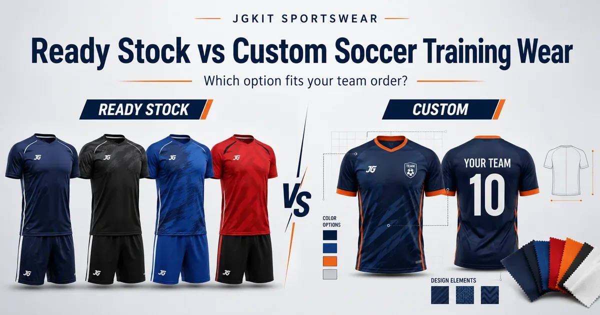 Ready-stock soccer training wear compared with custom team kits