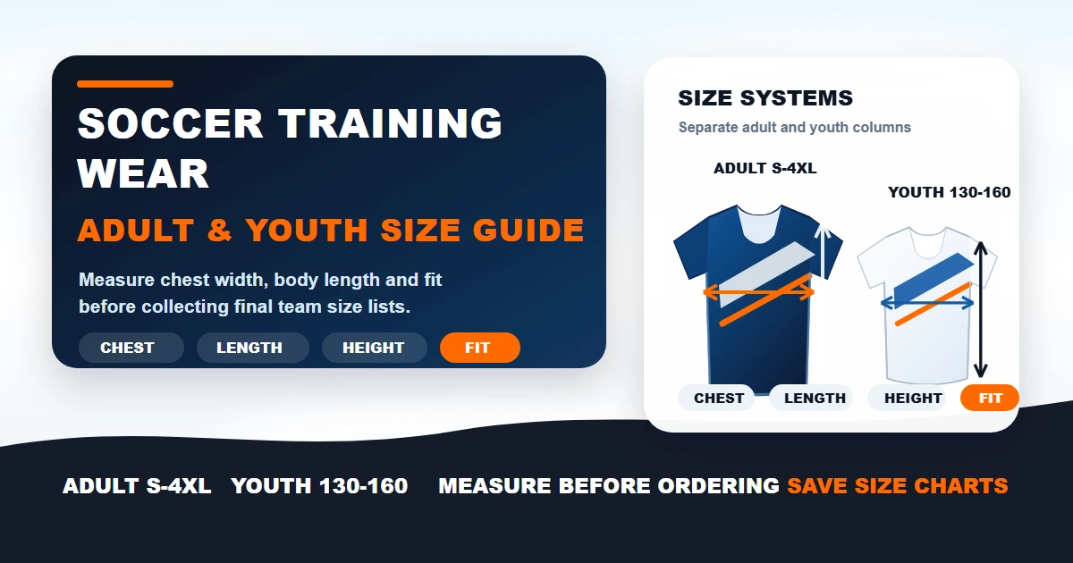 Soccer training wear adult and youth size guide