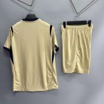 Cream Short-Sleeve Blank Soccer Kit with Black Trim – Style 4478082