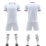 White Red-Trim Blank Soccer Jersey Set for Team Customization