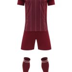 Burgundy Pinstripe Blank Soccer Jersey Set for Team Customization