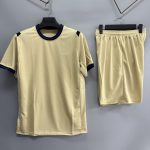 Cream Short-Sleeve Blank Soccer Kit with Black Trim – Style 4478082