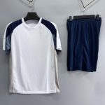 White and Navy Raglan Blank Soccer Kit with Matching Shorts – Style 4478079