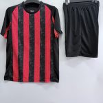Red and Black Vertical-Stripe Blank Soccer Kit – Style 4478078