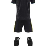 Black Blank Soccer Kit with Yellow Piping and Matching Shorts – Style 4478074