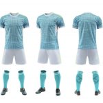Light Aqua Pattern Blank Soccer Kit with White Shorts – Style 4478081
