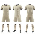 Cream Short-Sleeve Blank Soccer Kit with Black Trim – Style 4478082