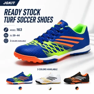 MEDARON Model 163 men's turf soccer shoes in blue green and orange