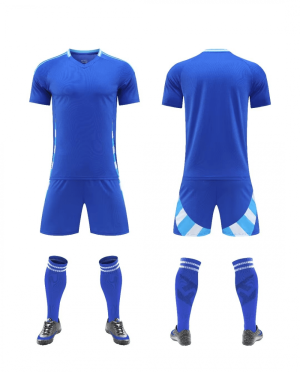 Royal Blue Soccer Jersey Set with Geometric Shorts