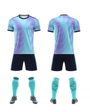 Aqua Purple Gradient Soccer Jersey Set with Navy Shorts