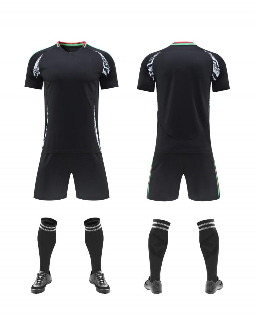 Black Blank Soccer Jersey Set for Team Customization – Style 4478122