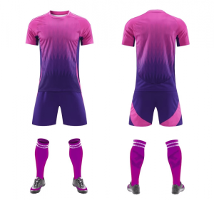 Pink-to-purple gradient blank soccer kit, front and back