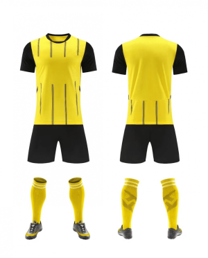 Yellow and Black Pinstripe Soccer Jersey Set