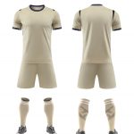 Cream Short-Sleeve Blank Soccer Kit with Black Trim – Style 4478082