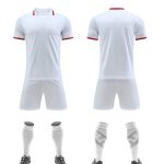 White Red-Trim Blank Soccer Jersey Set for Team Customization