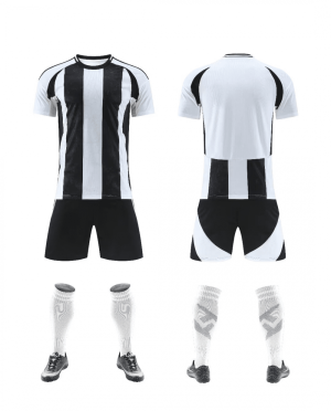 Black and White Striped Soccer Jersey Set for Teams