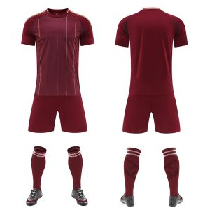 Burgundy Pinstripe Blank Soccer Jersey Set for Team Customization
