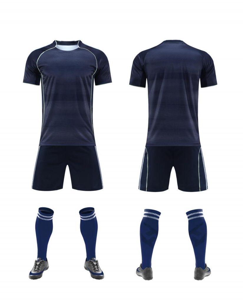 Navy Check Pattern Blank Soccer Kit with Matching Shorts – Style 4478080