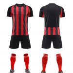 Red and Black Vertical-Stripe Blank Soccer Kit – Style 4478078