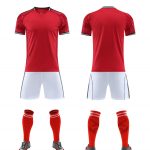 Red Blank Soccer Kit with White Shorts and Black Trim – Style 4478077
