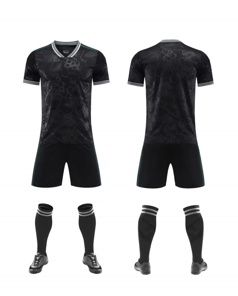 Black Tonal Pattern Blank Soccer Kit with Matching Shorts – Style 4478076