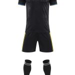 Black Blank Soccer Kit with Yellow Piping and Matching Shorts – Style 4478074