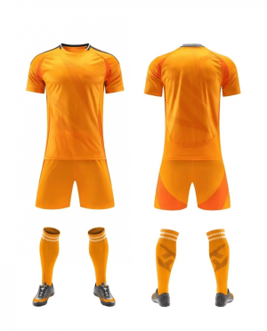 Orange Soccer Jersey Set with Tonal Pattern