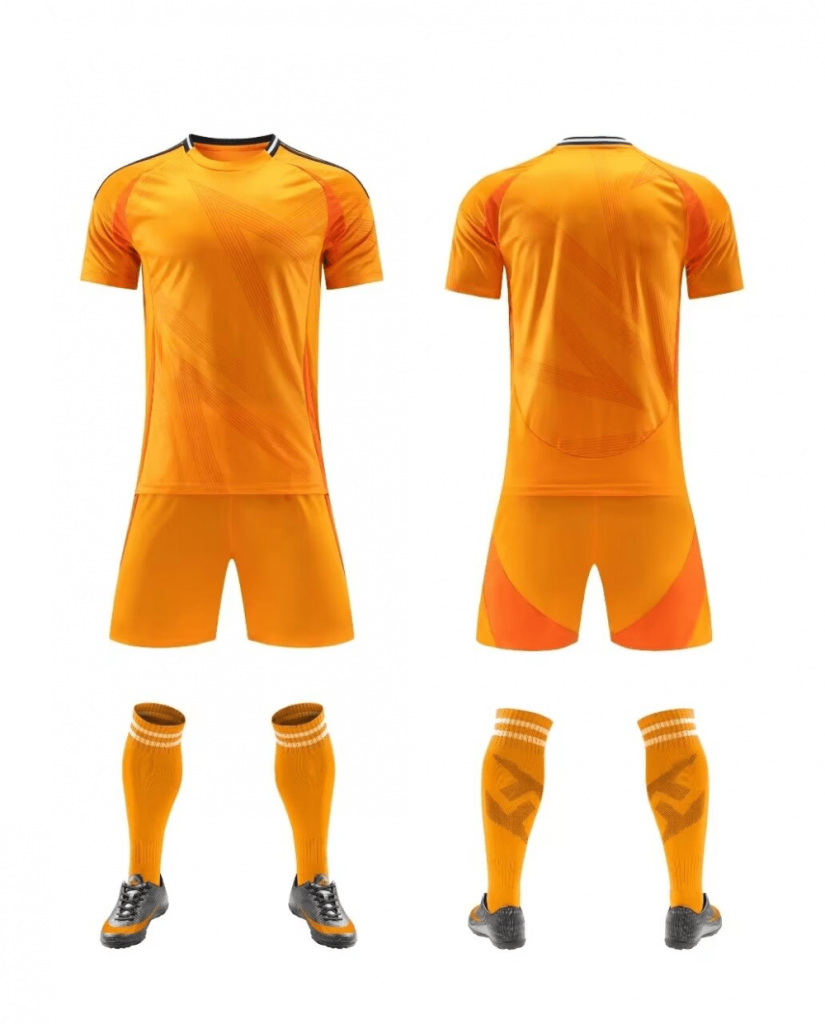 Orange Soccer Jersey Set with Tonal Pattern