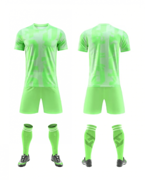 Neon Green Soccer Jersey Set with Tonal Pattern