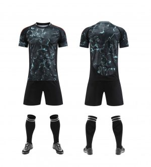 Black Marble-Pattern Blank Soccer Jersey Set for Team Customization