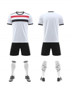 White Black-Stripe Blank Soccer Uniform Set for Team Customization