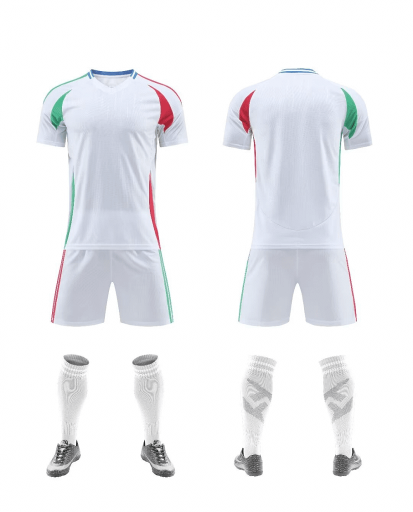 White Blank Soccer Kit with Red and Green Accents – Style 4478111