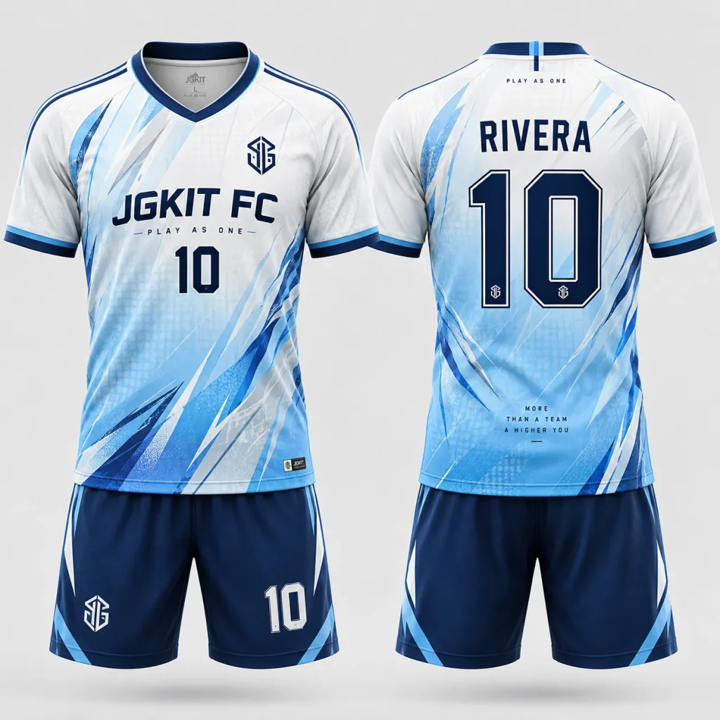 Ice Blue Dynamic Custom Soccer Kit JG-DP-SC-013