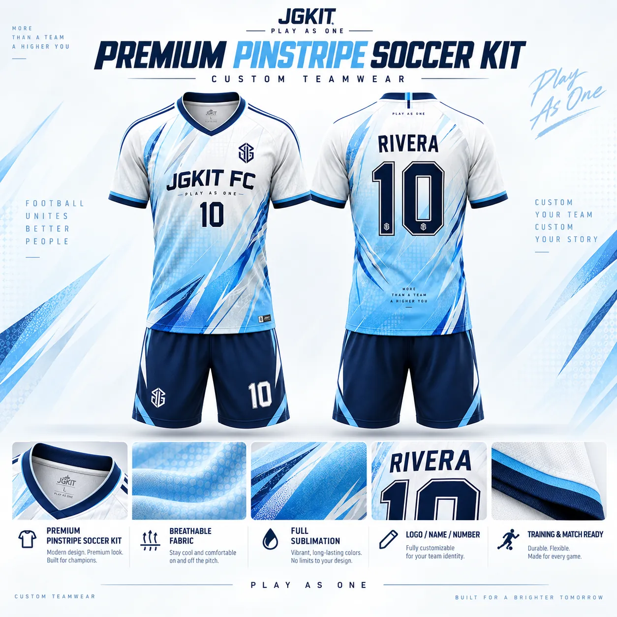 Premium overview poster for the ice blue soccer kit