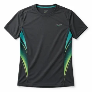 Custom quick dry running shirt in charcoal gray with lightweight breathable performance design