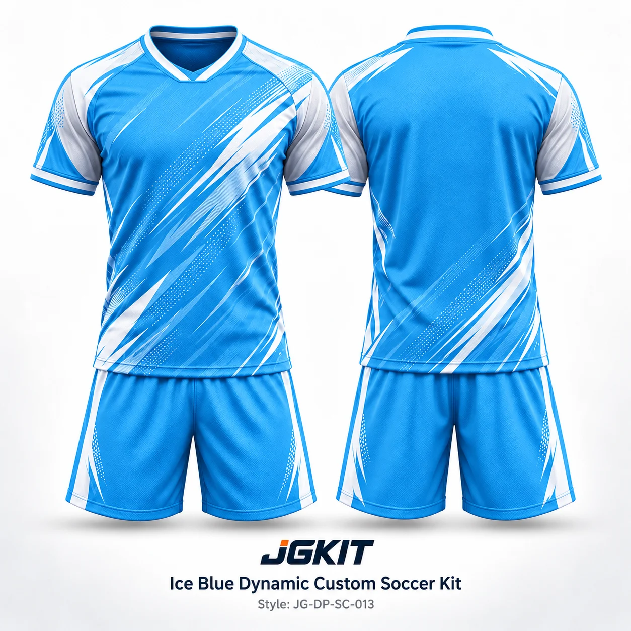 JG-DP-SC-013 ice blue dynamic custom soccer kit front and back