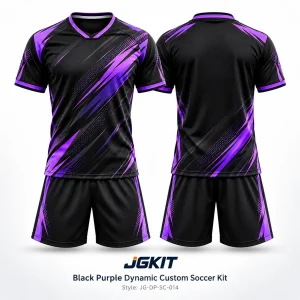 JG-DP-SC-014 black purple multicolor dynamic custom soccer kit front and back