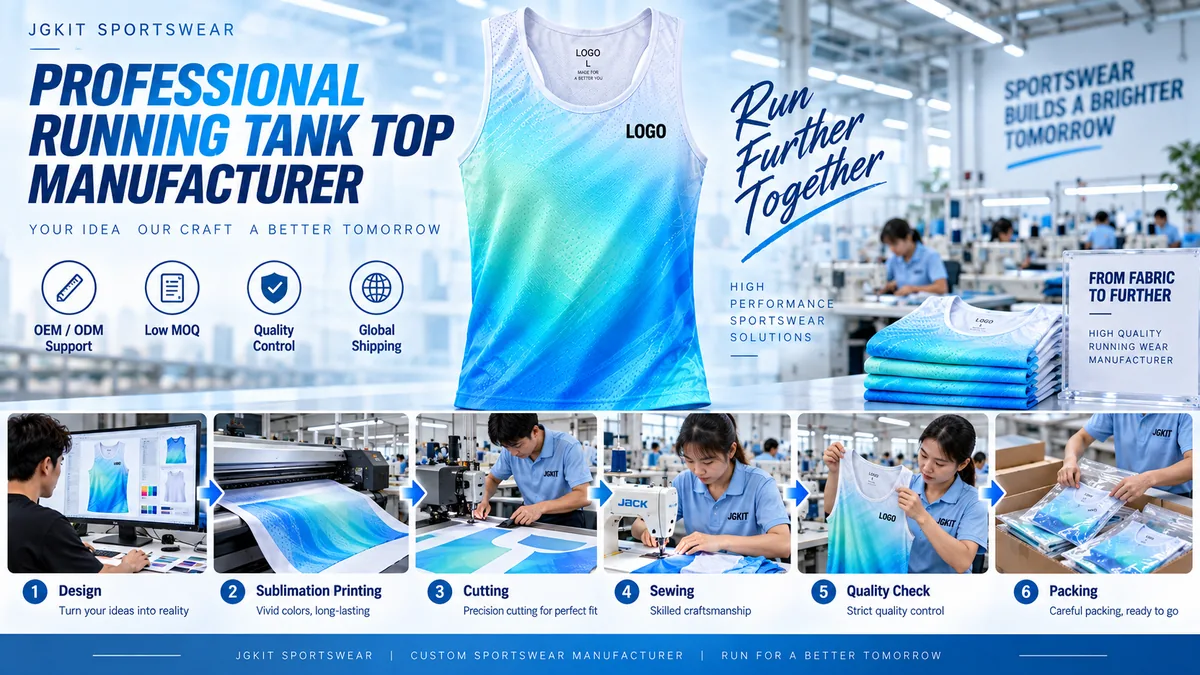 OEM running tank top manufacturing process from design and printing to sewing and packing