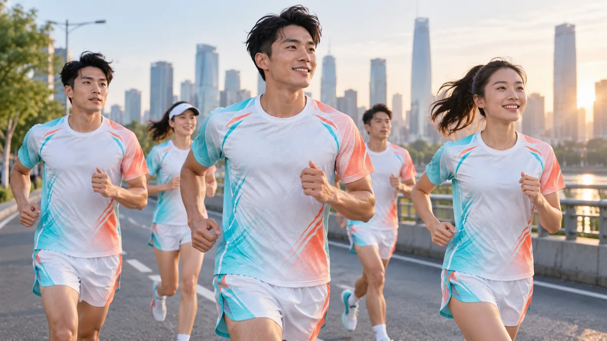 Running team wearing custom quick dry running sets